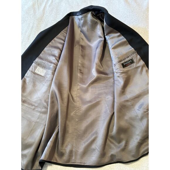 Tallia Sartoria Pure Worsted  Wool Men’s Size 46R Black Single Button Blazer EUC - Picture 4 of 11